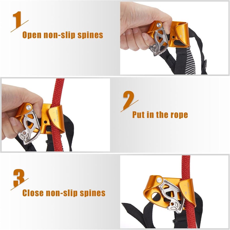 SOB Quick Step Foot Ascender,Outdoor Rock Climbing Tree Arborist, Mountaineering Equipment Climbing Rappelling Device for 8-13mm Rope - Image 4